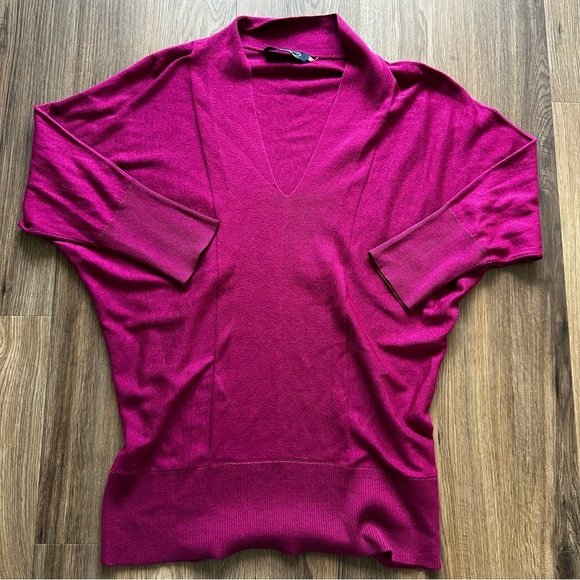 Magaschoni Silk Cashmere Pink Dolman Short Sleeve Sweater V-Neck Medium Luxury - Picture 1 of 6